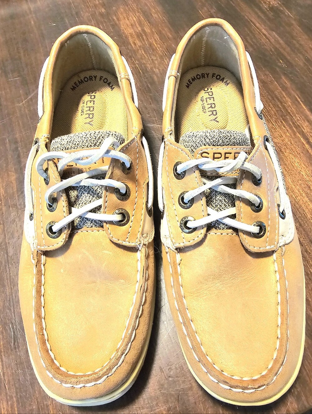 ALMOST NEW Womens SPERRY Top Sider Bluefish Boat Shoes 6.5M Linen/Oat